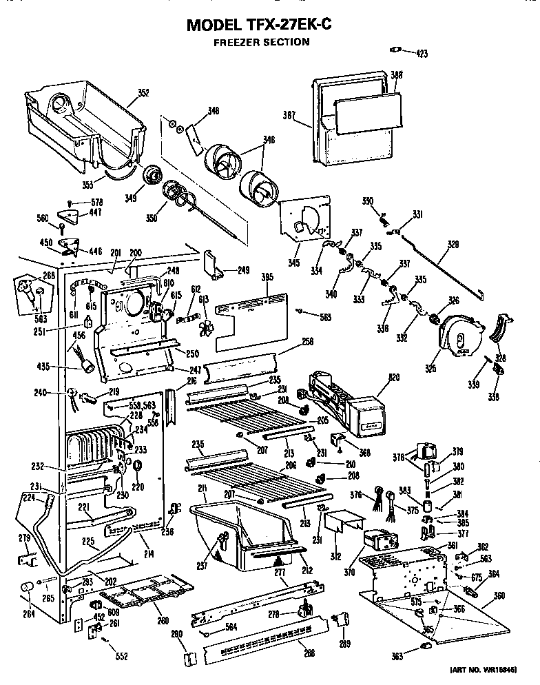 GE TFX27EKC freezer section diagram