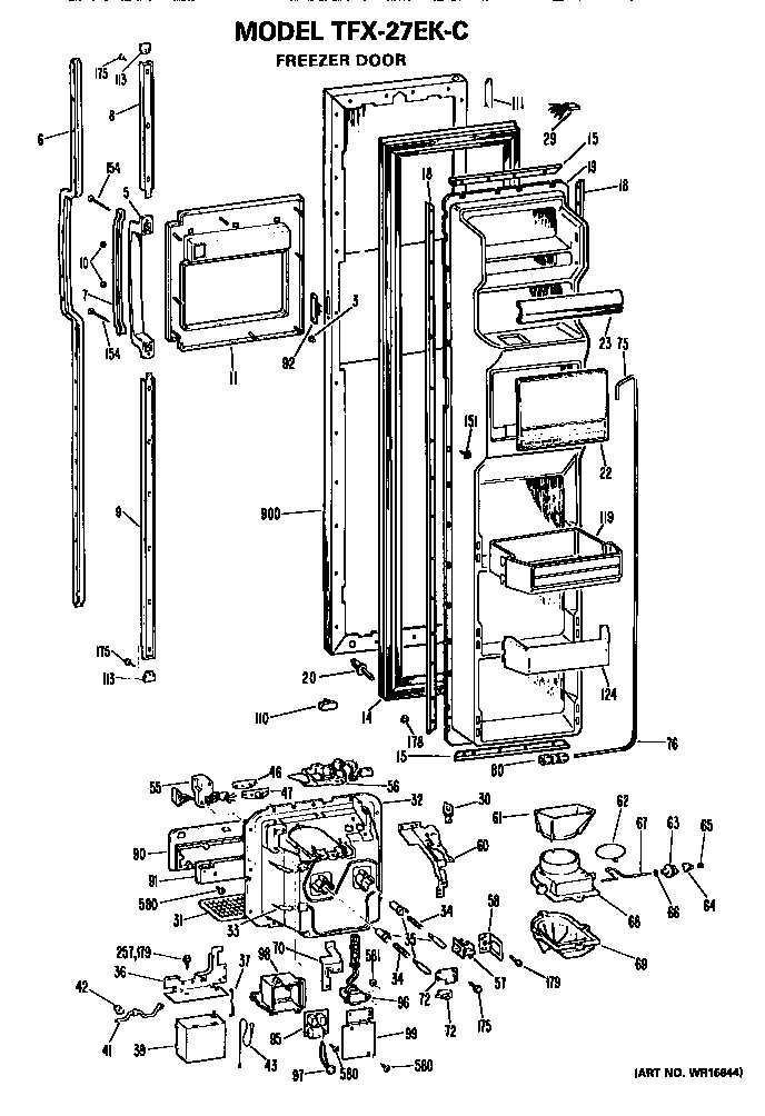 GE TFX27EKC freezer door diagram