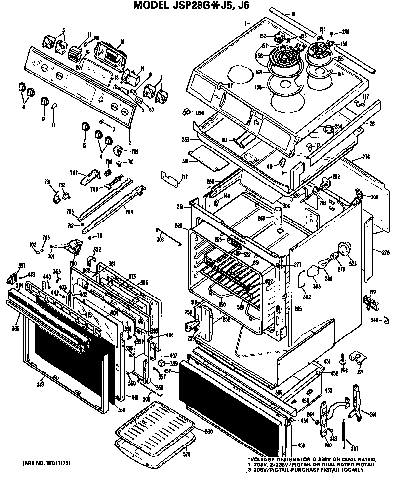 GE JSP28GJ5 replacement parts diagram