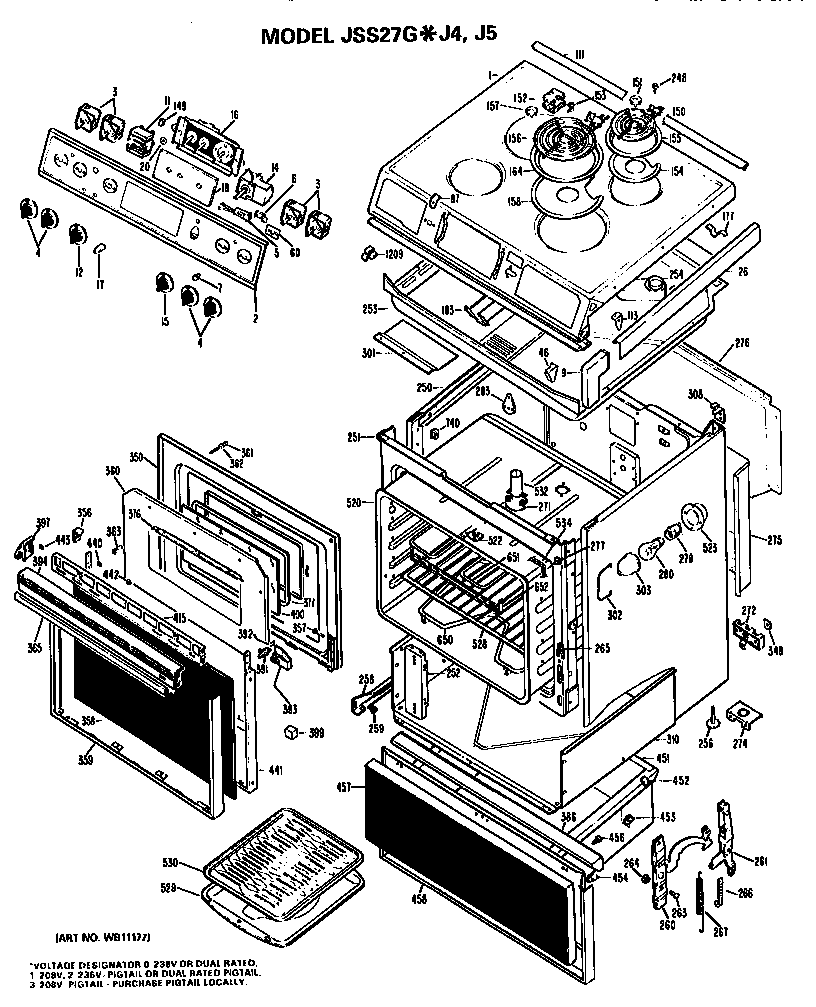 GE JSS27GJ4 replacement parts diagram