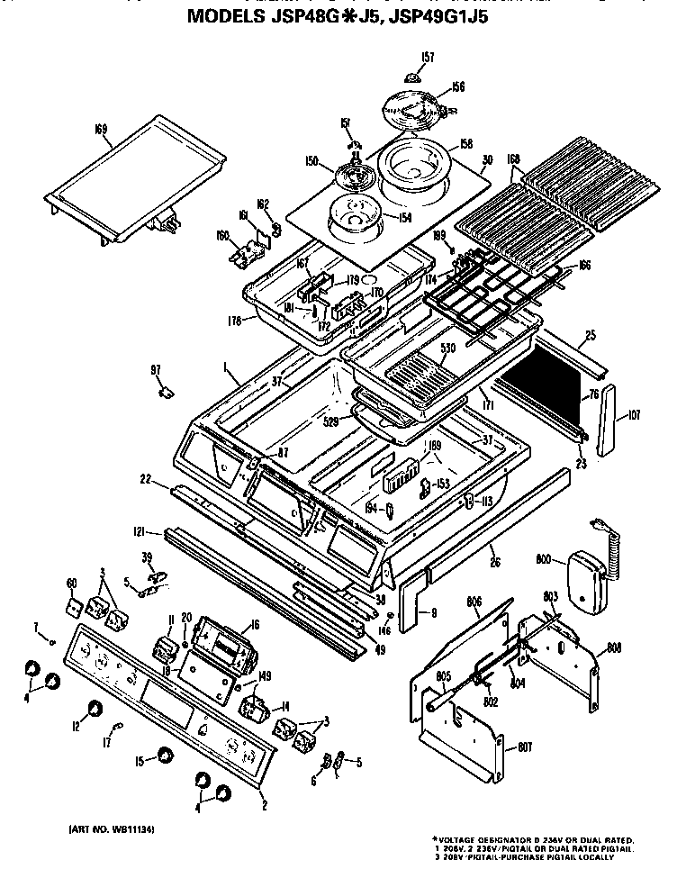 GE JSP48GJ5 top diagram