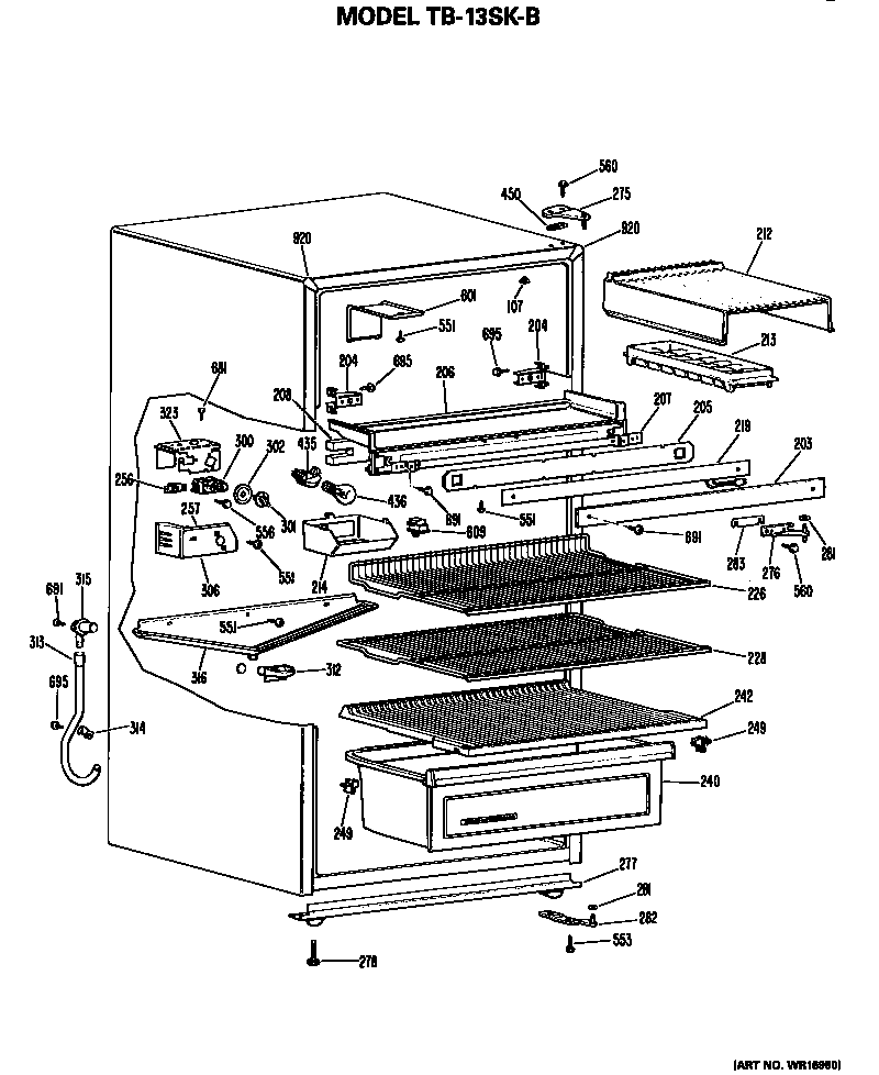 GE TB13SKBRAD cabinet parts diagram