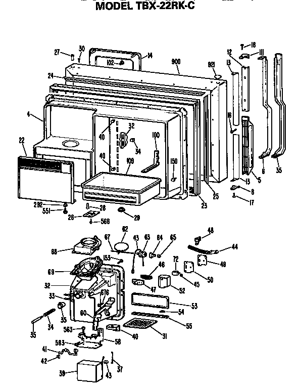 GE TBX22RKCR freezer door diagram