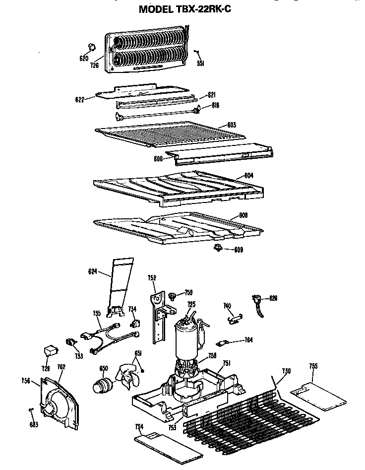GE TBX22RKCR unit parts diagram
