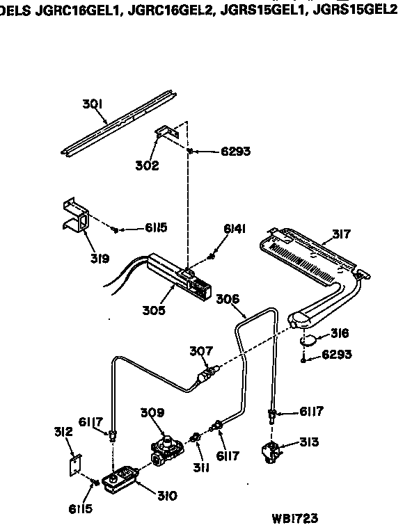 GE JGRC16GEL2 gas control system diagram