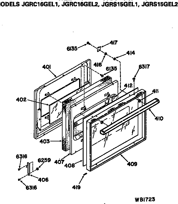 GE JGRC16GEL2 door assembly diagram