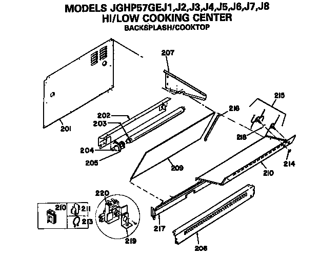 GE JGHP57GEJ2 backsplash assembly diagram
