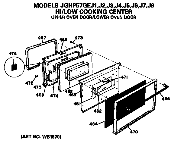 GE JGHP57GEJ2 upper oven door diagram