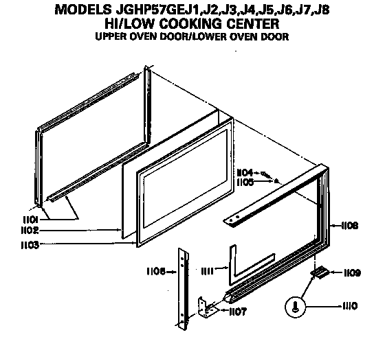 GE JGHP57GEJ2 lower oven door diagram