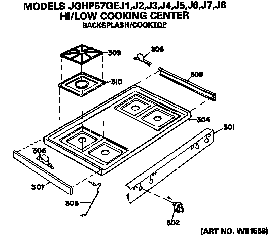 GE JGHP57GEJ2 cooktop diagram