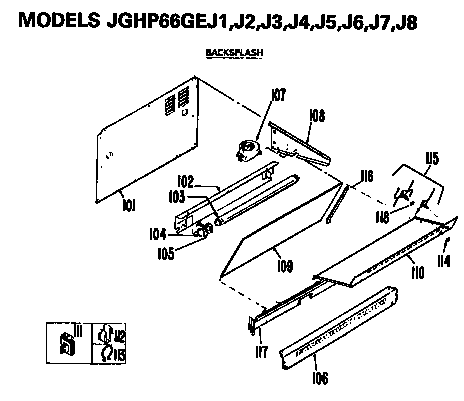 GE JGHP66GEJ3 backsplash assembly diagram