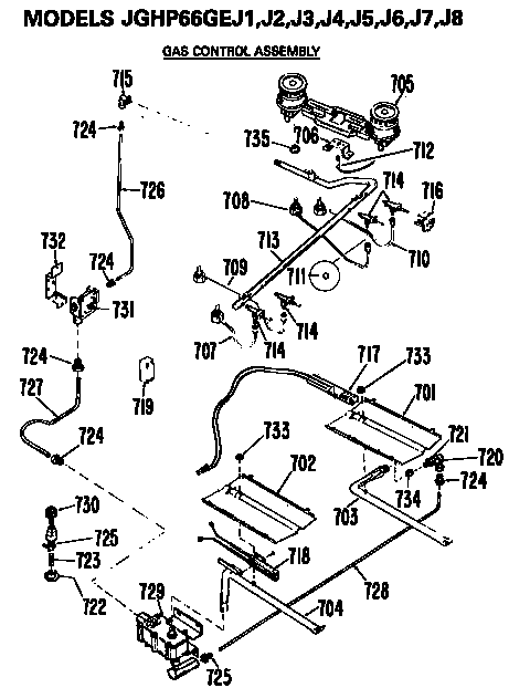 GE JGHP66GEJ3 gas control assembly diagram