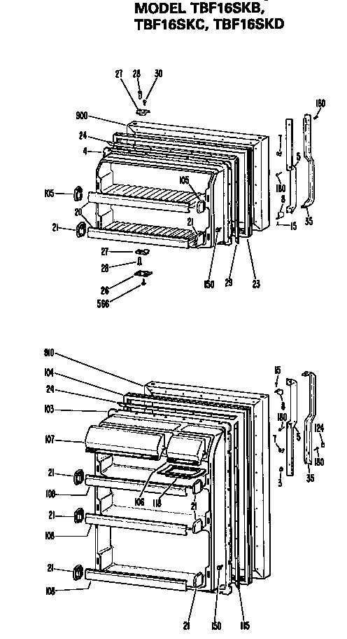 GE TBF16SKCL doors diagram