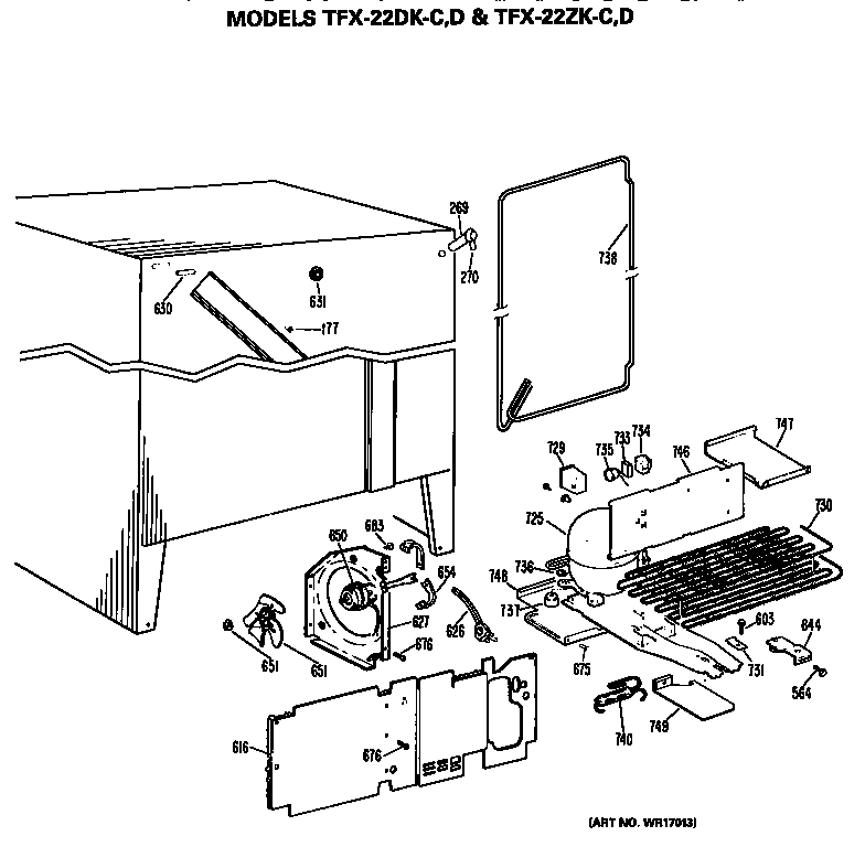 GE TFX22DKD unit parts diagram