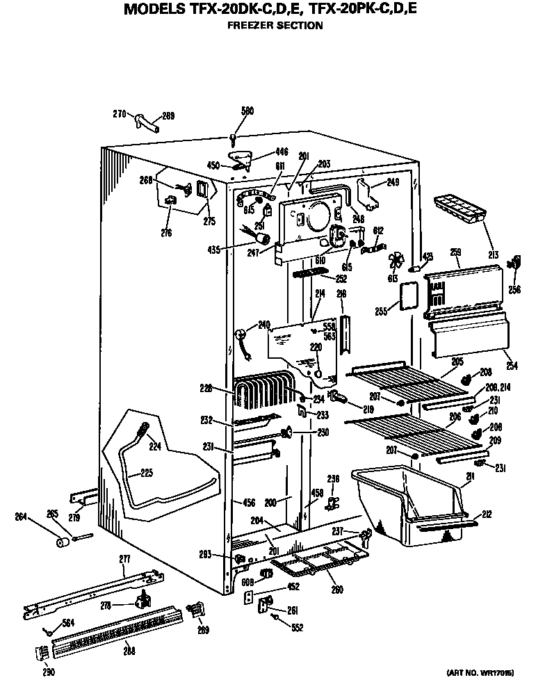 GE TFX20DKD freezer section diagram
