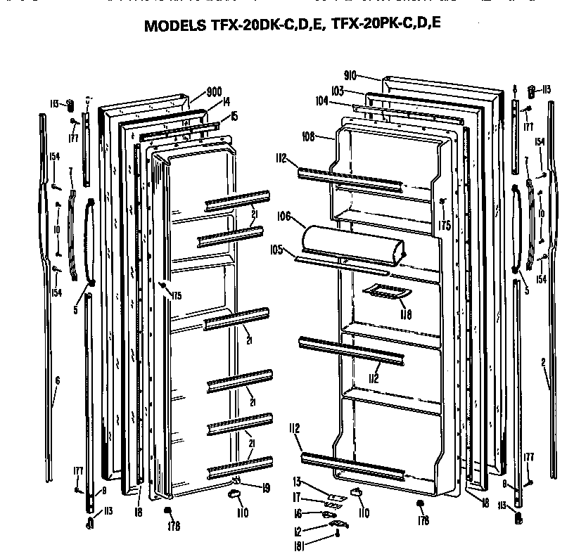 GE TFX20DKD doors diagram