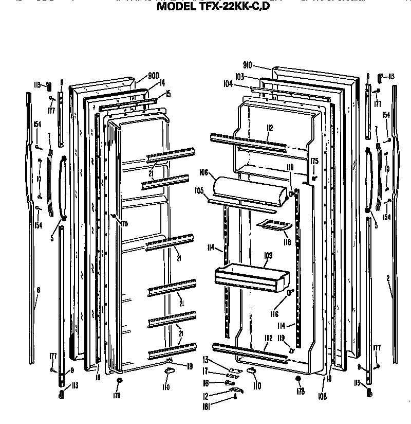 GE TFX22KKD doors diagram