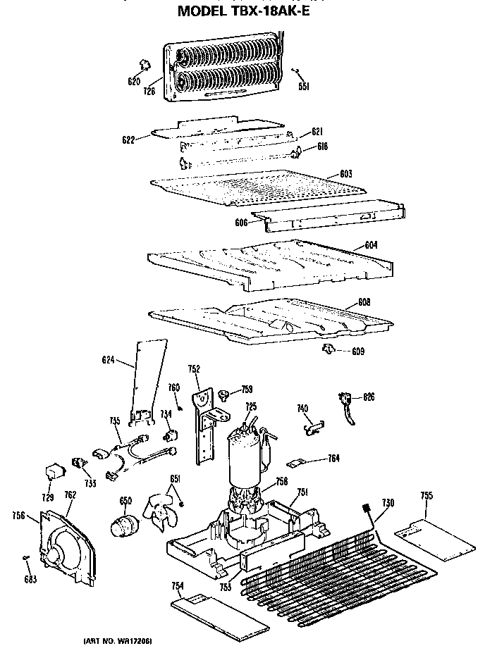 GE TBX18AKER unit parts diagram