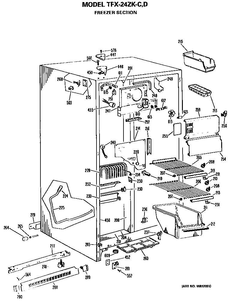 GE TFX24ZKD freezer section diagram