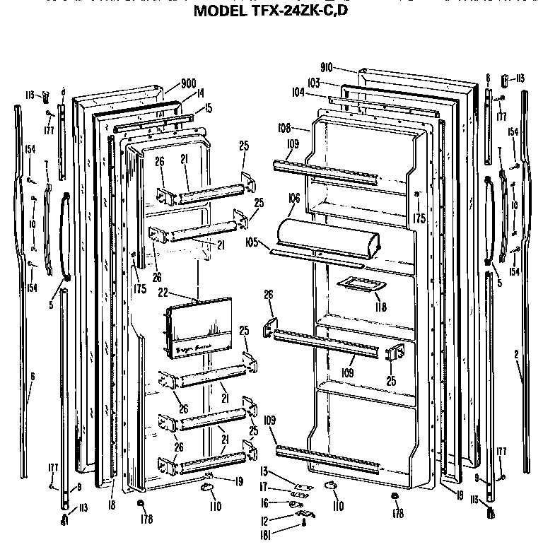 GE TFX24ZKD doors diagram