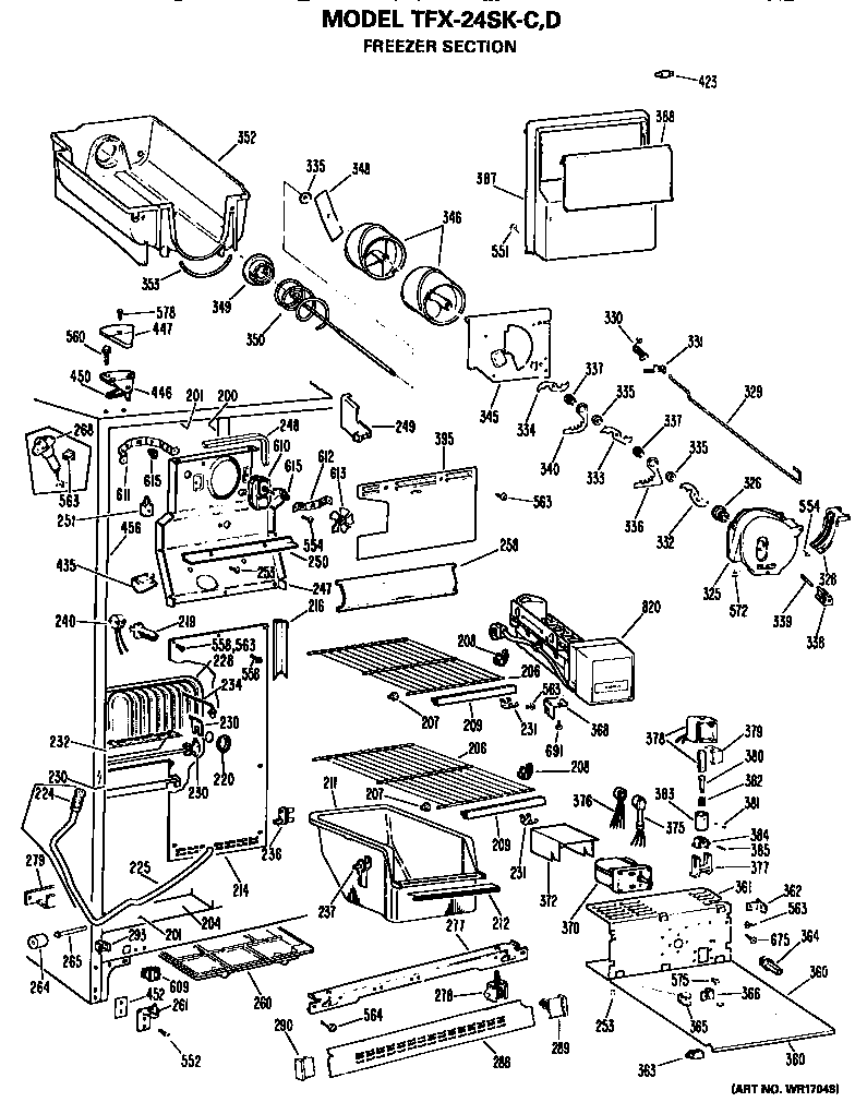 GE TFX24SKD freezer section diagram