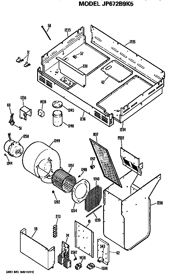 GE JP672B9K5 blower diagram