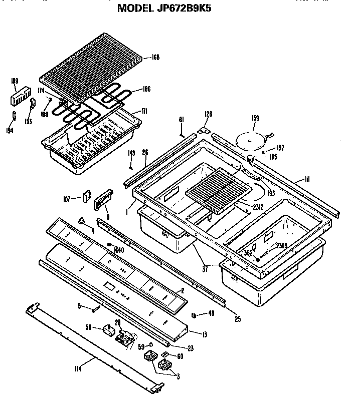 GE JP672B9K5 cooktop diagram