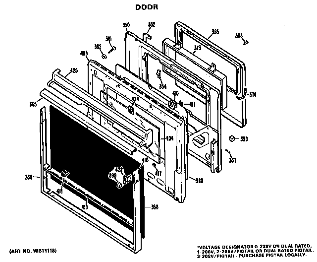 GE JKP16GJ4 door diagram