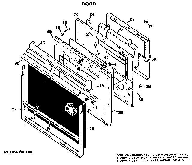GE JKP38GJ5 door diagram
