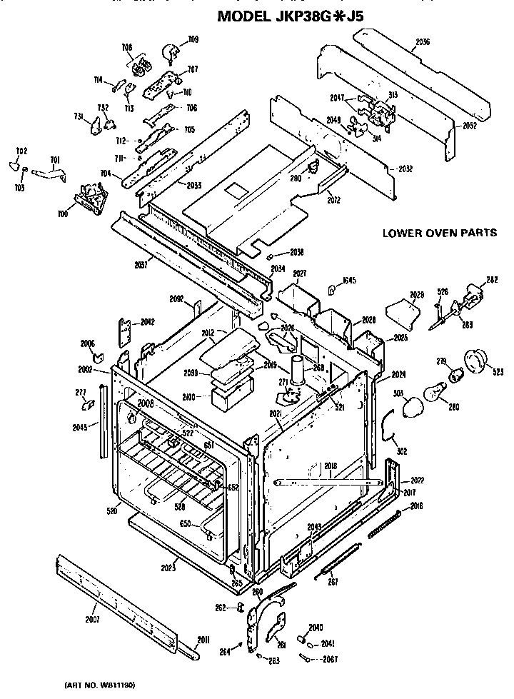 GE JKP38GJ5 lower oven diagram
