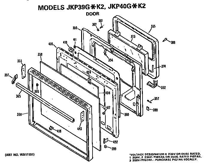 GE JKP39G*K2 door diagram