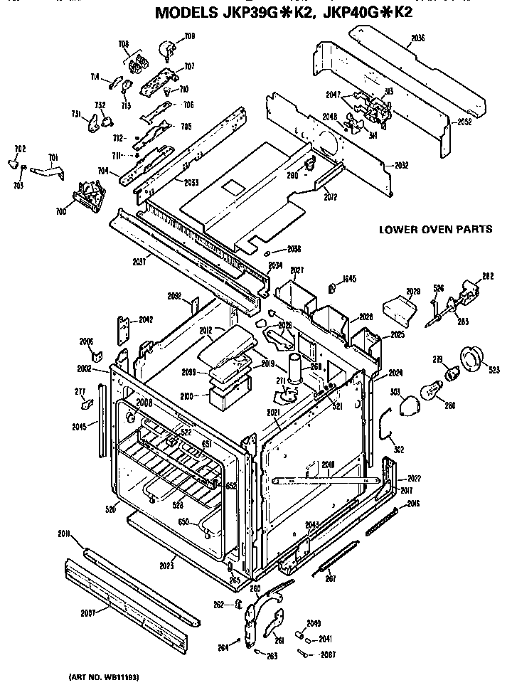GE JKP39G*K2 lower oven diagram