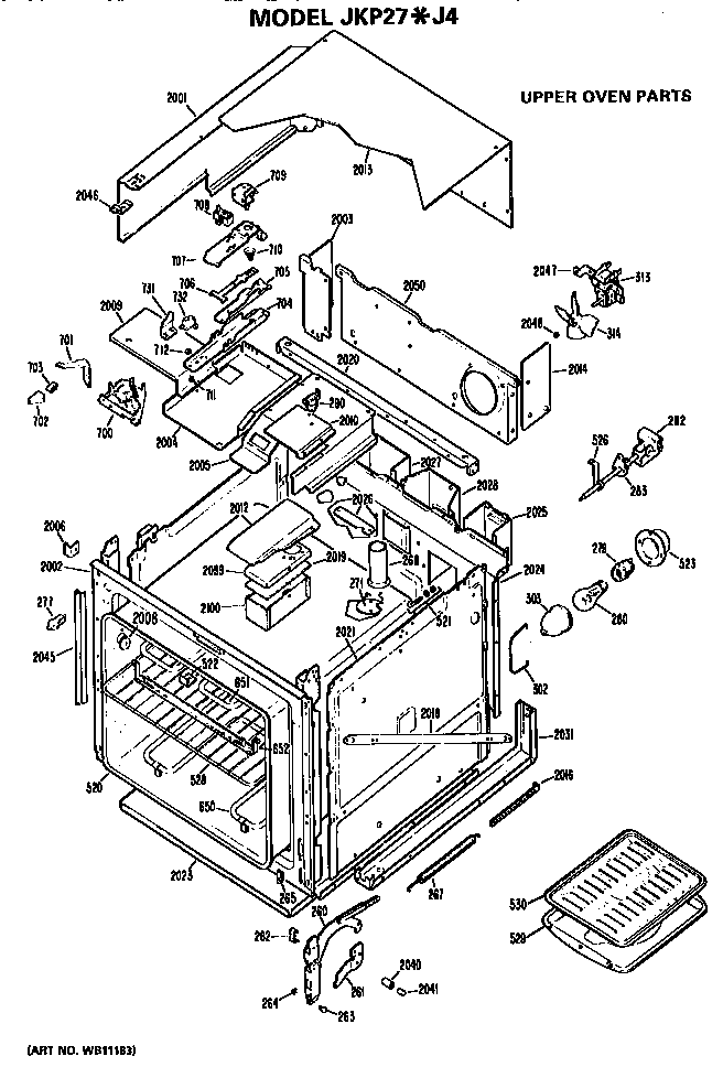 GE JKP27J4 upper oven diagram
