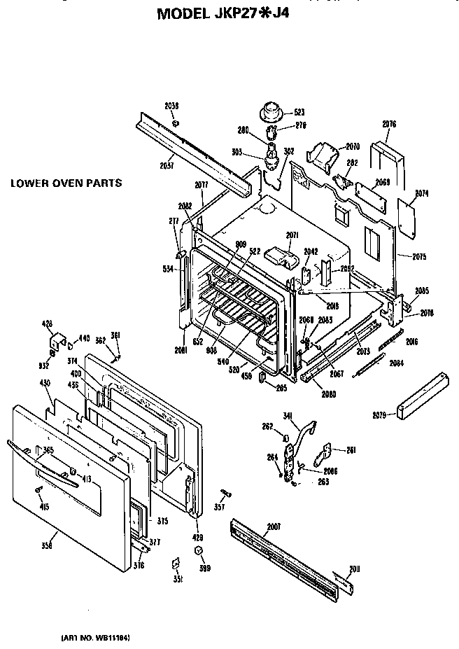 GE JKP27J4 lower oven diagram