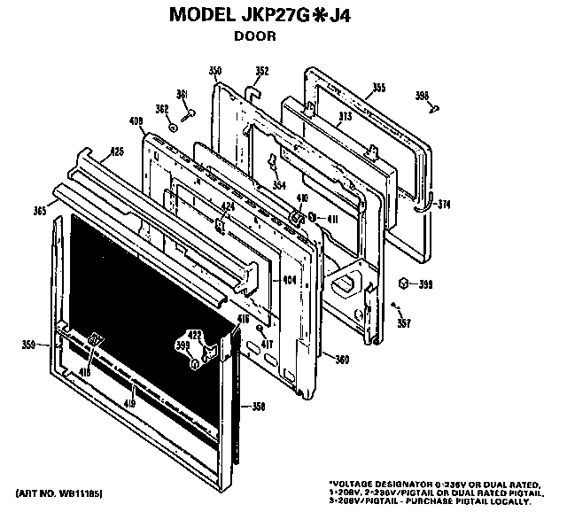GE JKP27GJ4 door diagram