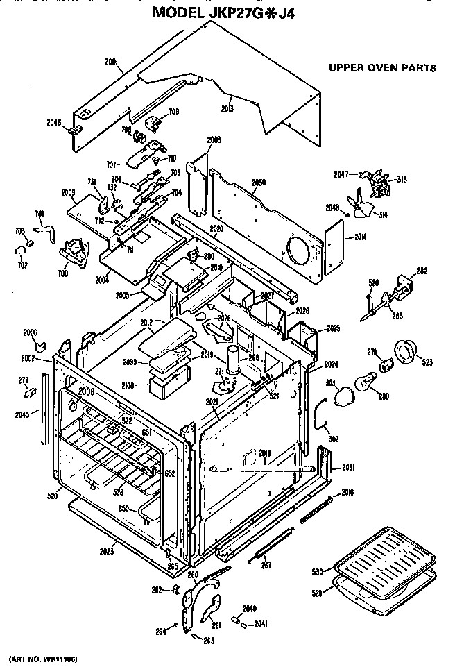 GE JKP27GJ4 upper oven diagram