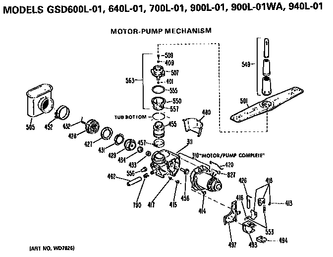 GE GSD700L01 motor-pump diagram