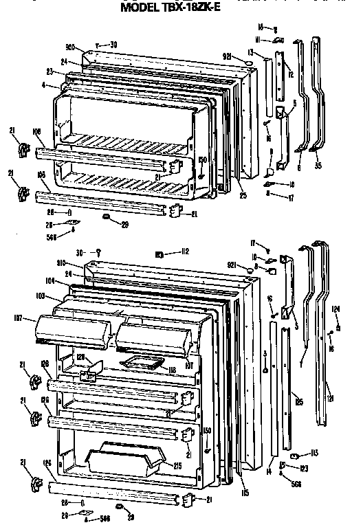 GE TBX18ZKER doors diagram