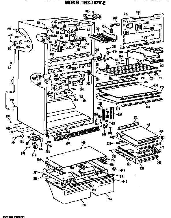 GE TBX18ZKER cabinet parts diagram