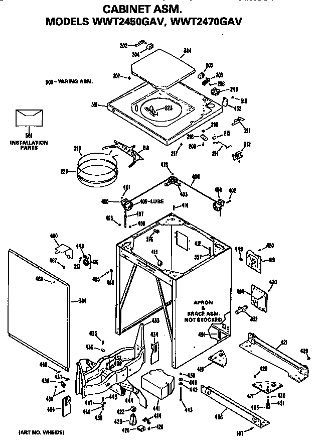 GE WWT2470GAV cabinet assembly diagram