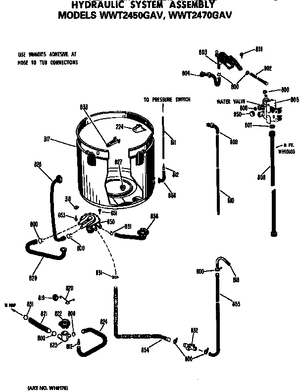 GE WWT2470GAV hydraulic system assembly diagram
