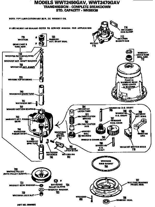 GE WWT2470GAV transmission diagram