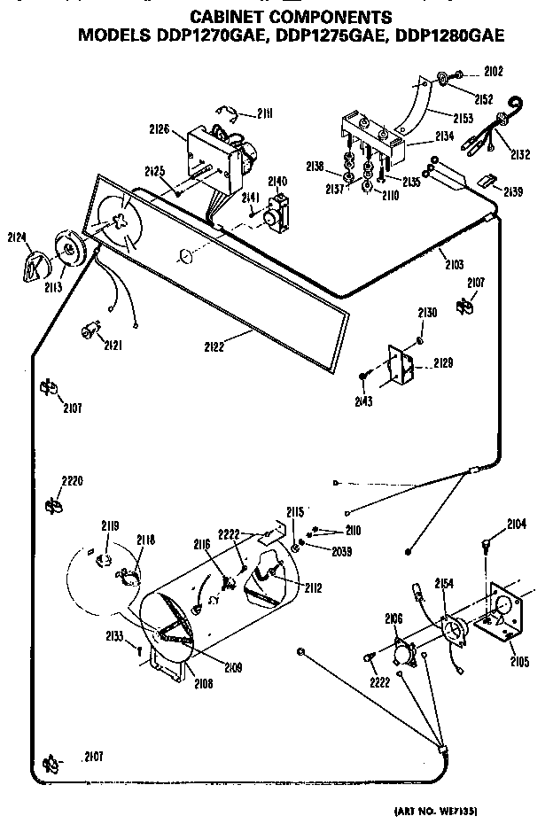 GE DDP1275GAE backsplash diagram