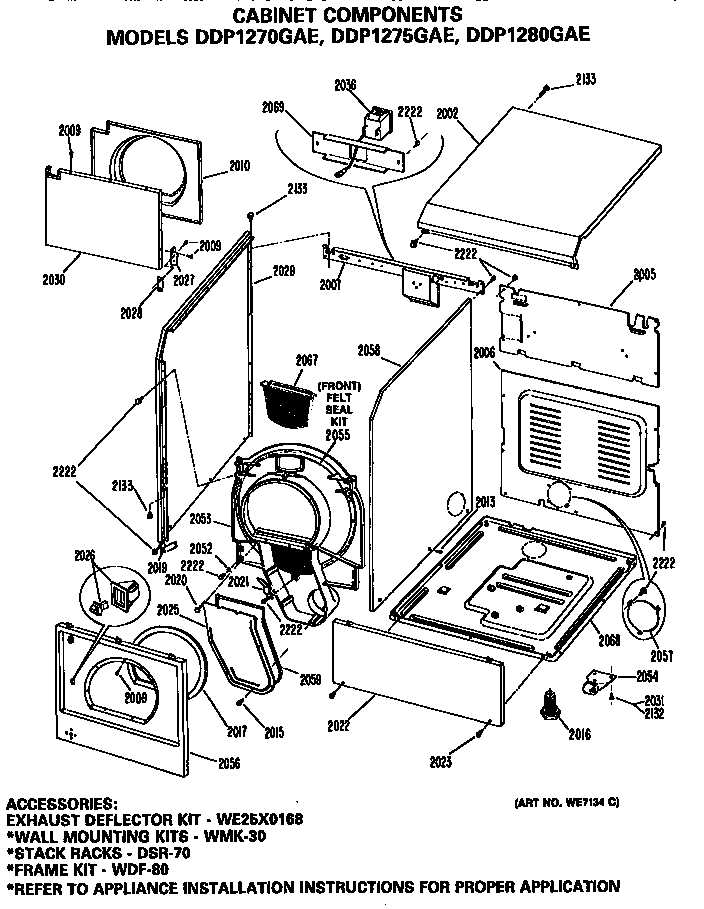 GE DDP1275GAE cabinet assembly diagram