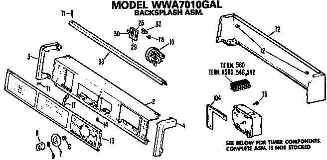 GE WWA7010GAL backsplash diagram