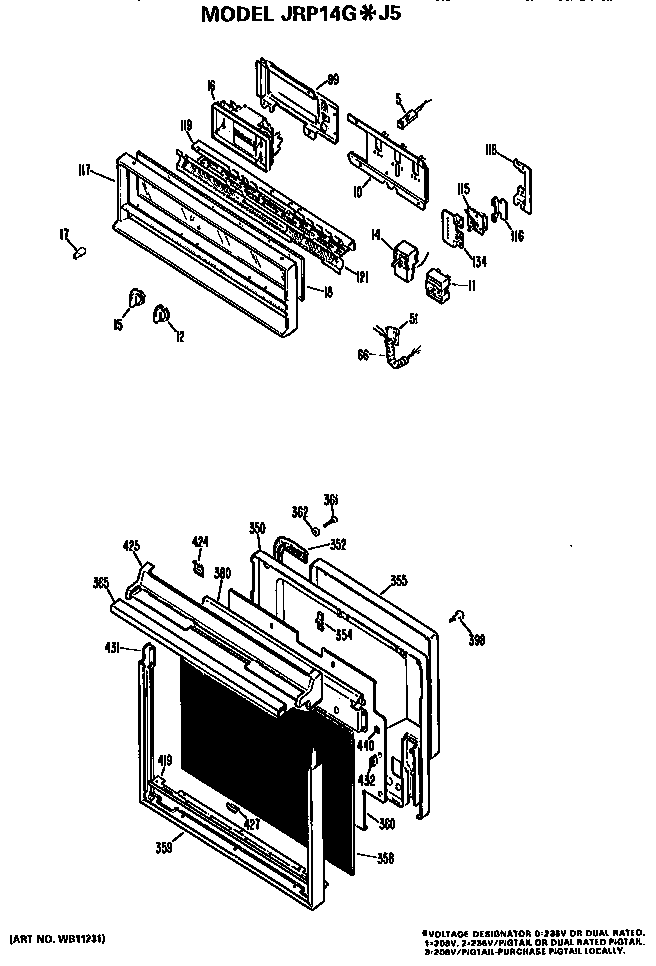 GE JRP14GJ5 control and door diagram