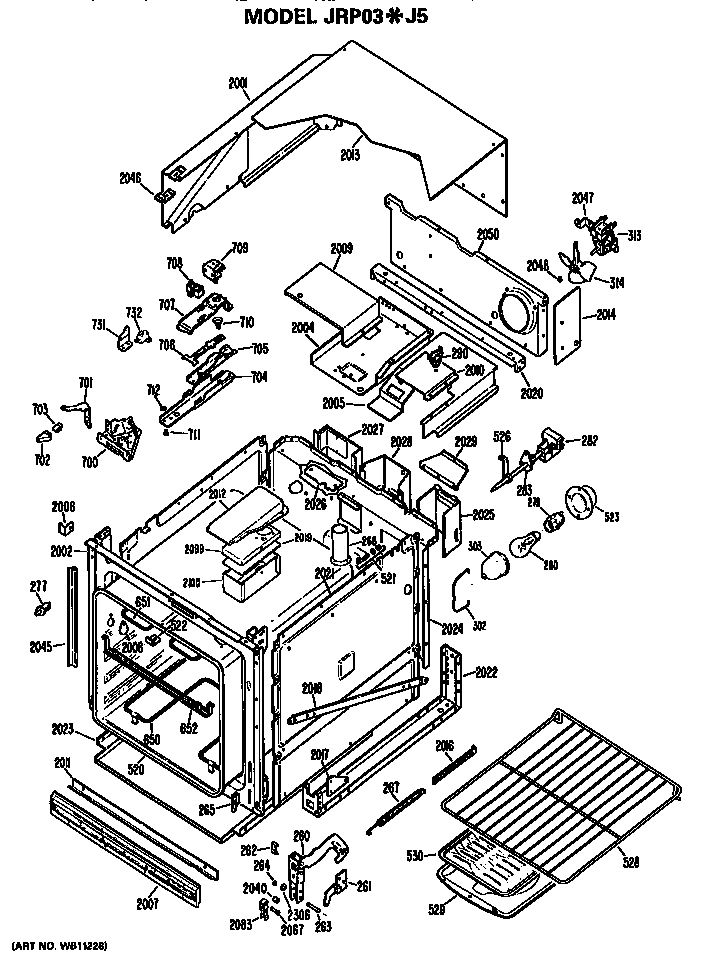 GE JRP03J5 oven diagram