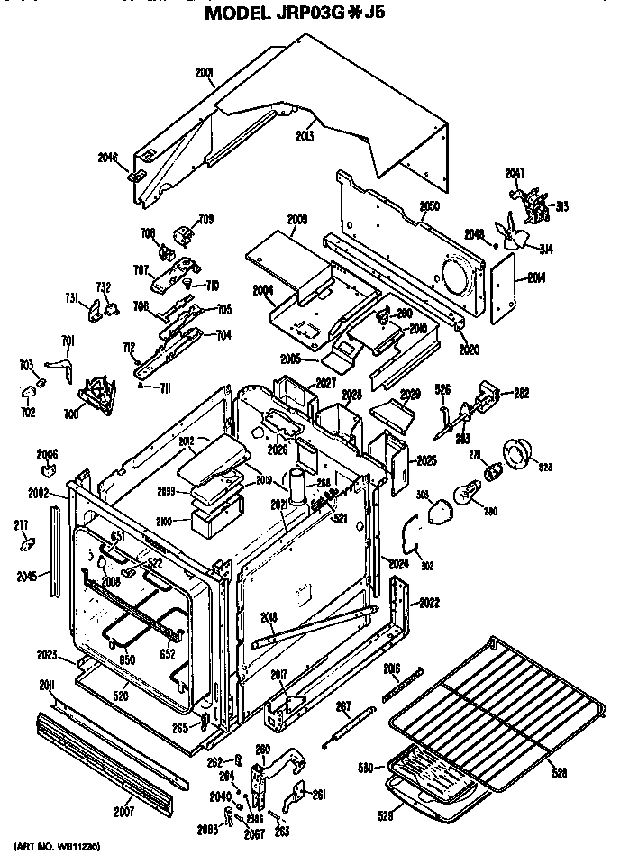 GE JRP03GJ5 oven diagram