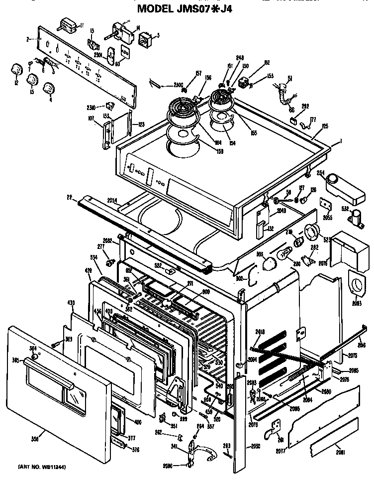 GE JMS07J4 replacement parts diagram
