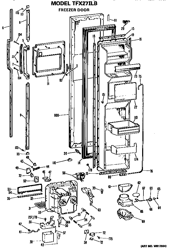 GE TFX27ILB freezer door diagram